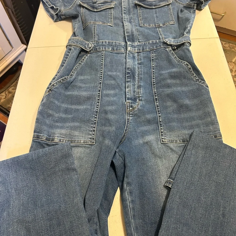 Juicy Couture Women’s Denim Jumpsuit Sz L Blue Stretch Y2K - Picture 14 of 16